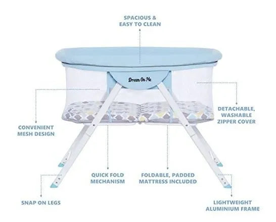 Sueño En Mí Amapola Viajeros Cuna Portátil En Brown Y Azul.