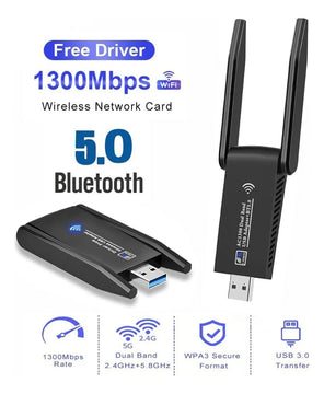 Adaptador Wifi 5ghz Usb 3.0 Dual 5g 1300mbps + Bluetooth 5.0