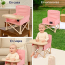 Silla Plegable Para Bebe Portatil Con Bandeja - Comedor Silla Bebe Rosa