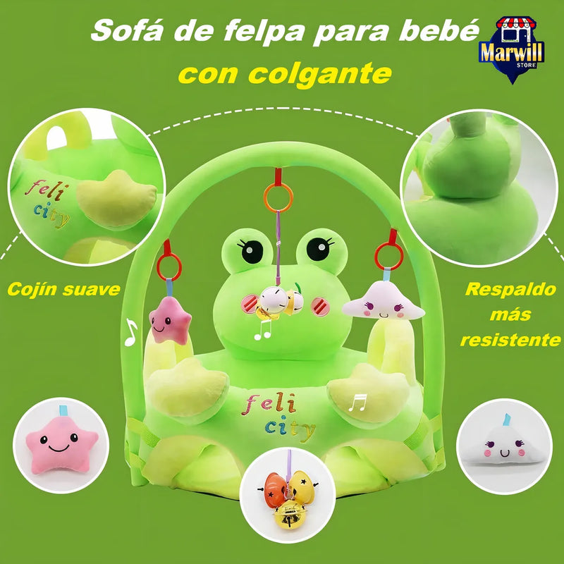 Sofá Almohada Asiento Cojin Silla Rana Aprender Sentar Portátil Felpa Suave Fácil Limpiar Seguro Cómodo Apoyo Perfecto Lindo Soporte Estable Mantener Postura Diseño Práctico Diversión Interactiva Bebé