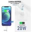 Cargador Certificado Para Iphone 2 Metros Carga Rapida 20 W Blanco
