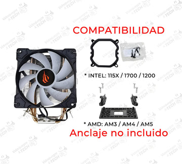 Disipador De Aire Enfriador De Cpu Rgb Para Intel Y Amd.