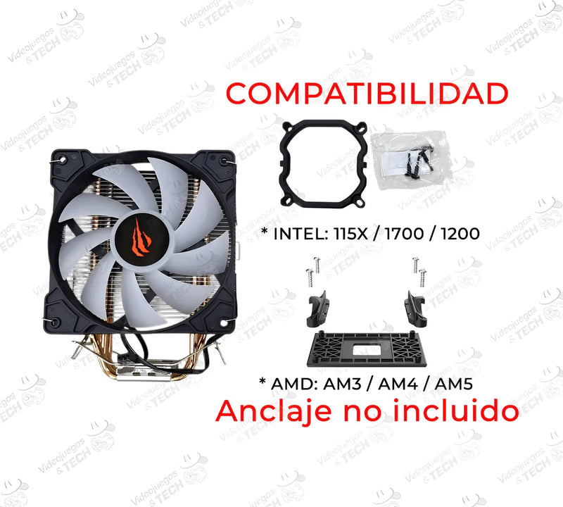 Disipador De Aire Enfriador De Cpu Rgb Para Intel Y Amd.