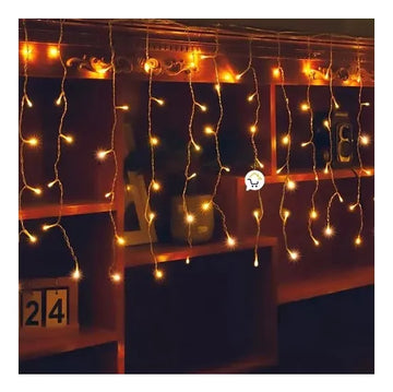 Cortina Navideña 200led 6m Cálida Luz Fija Decoración Amarillo