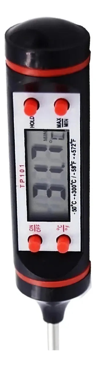 Termometro Digital Lcd Pincha Carne -50° A 300° - 4 Botones Color Negro
