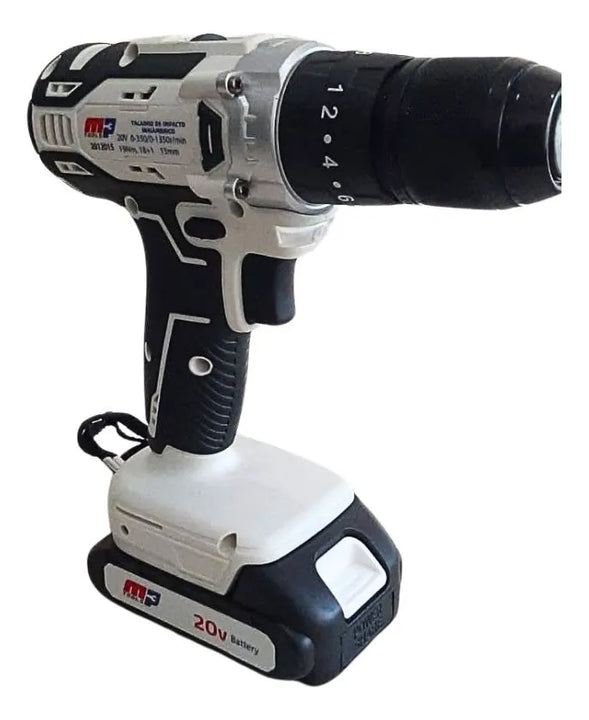 Taladro Percutor Inalámbrico Mpt 1/2 Con Maletín 20v - Blanco