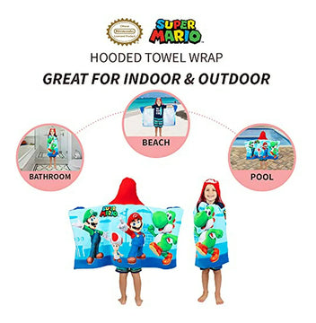 Toalla Con Capucha Super Mario Para Baño Y Playa