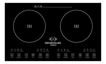 Estufa De Inducción 2 Puestos 1000w Control Táctil 9 Niveles Color Negro
