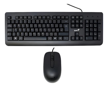 Kit de teclado y mouse Alámbrico Genius KM-160 de color negro- En español