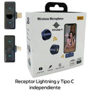 Microfono de Solapa Inalambrico Moneda con Cancelacion de Ruido 2 en 1 iPhone Android Tipo C Lavalier RunBike Lark Sx21 con Antipop Negro