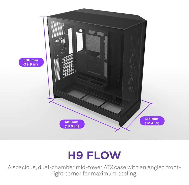 Nzxt H9 Flow (2025) Large Dual-chamber Atx Mid-tower Ai...