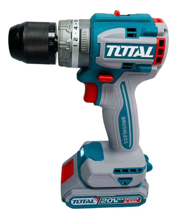 Taladro Inalámbrico Total 1/2 Percutor 20v 2 Baterías Maleta - Turquesa