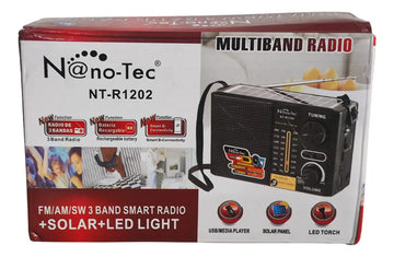 Radio 3 Bandas Batería Recargable Panel Solar Linterna Led