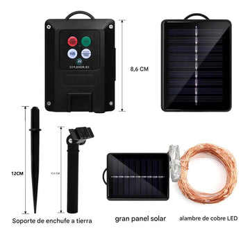 Luces Navideñas Multicolor Con Panel Solar - 21 Metros Azul Claro