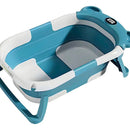 Bañera Tina Baño Bebe Plegable Portátil Con Cojín Termómetro Color Azul