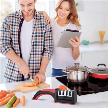 Afilador De Cuchillos Pro Multifuncional Ergonómico Cocina Color Negro