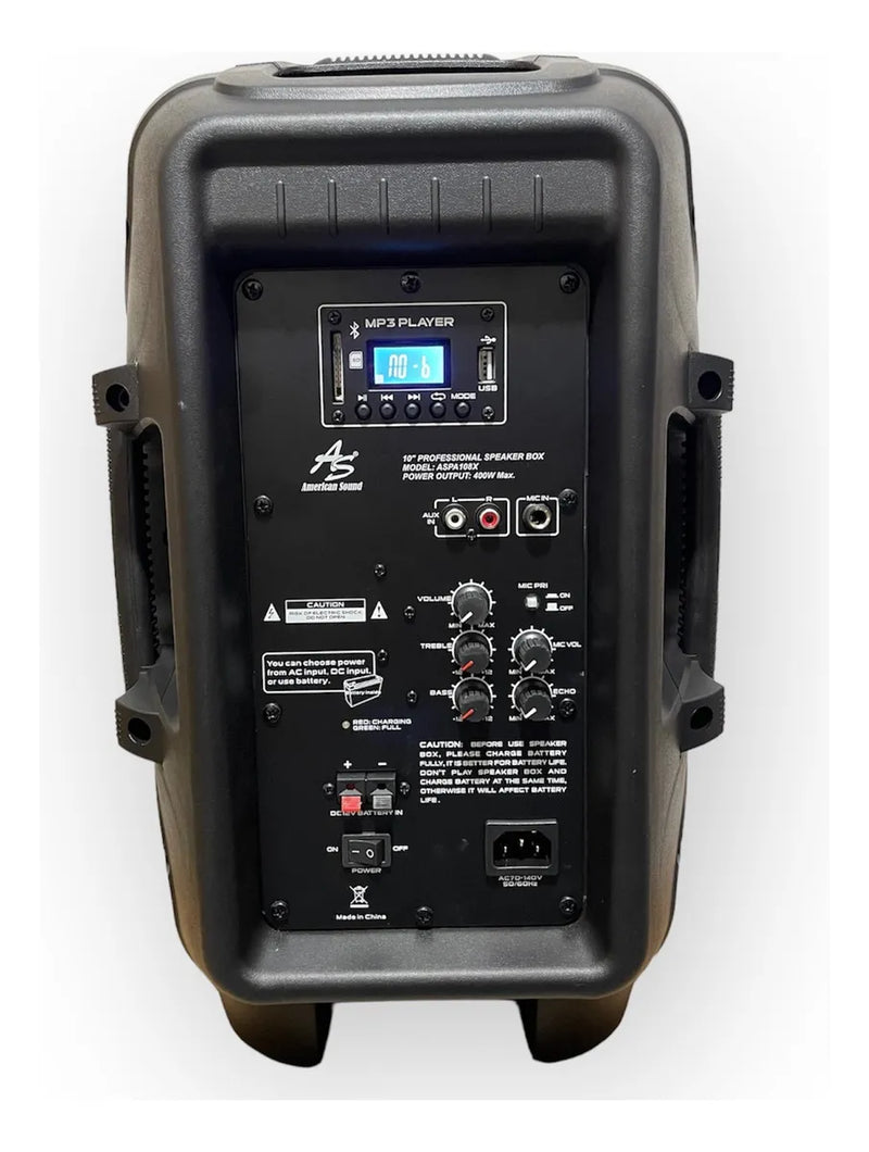 Cabina Activa De 10 Américan Sound Aspa108x Excelente Sonido Negro