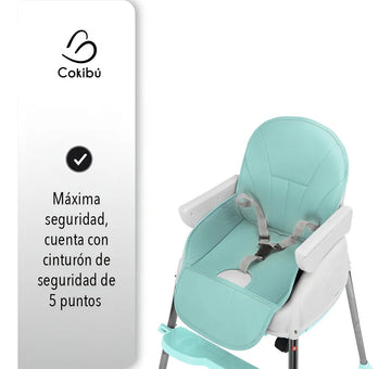 Silla De Bebé Para Comer 3 En 1 Color Menta Color Agua Liso