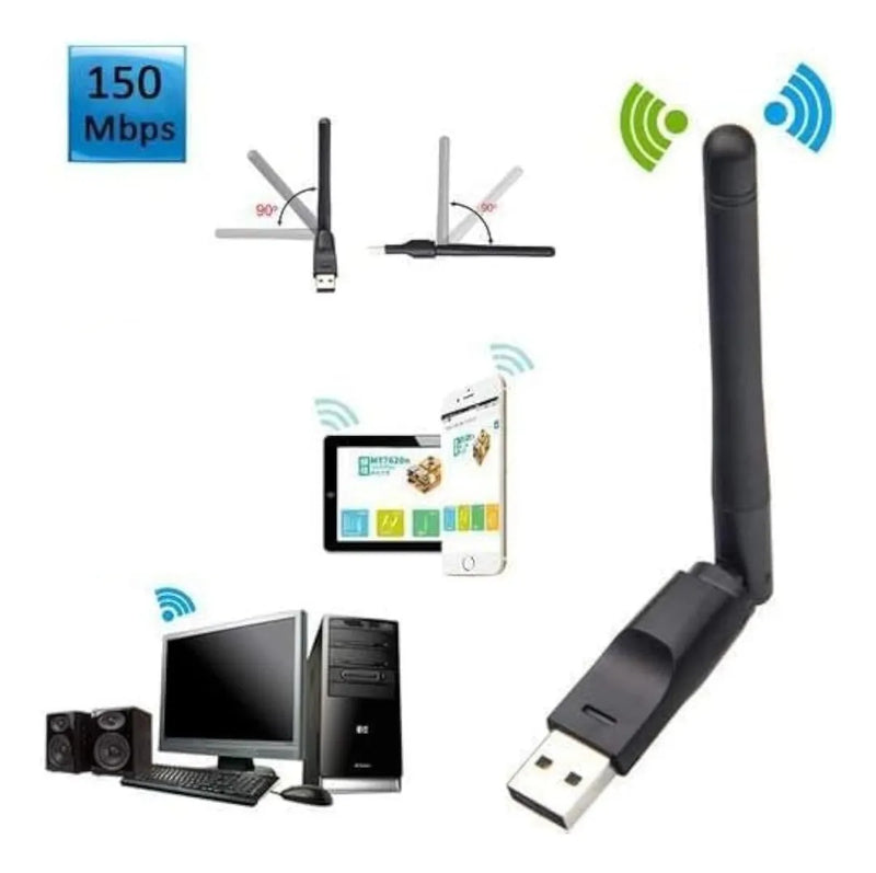 Adaptador Wifi 2.4hz Usb 2.0 Aufa W114 Con Antena | 300 Mbps