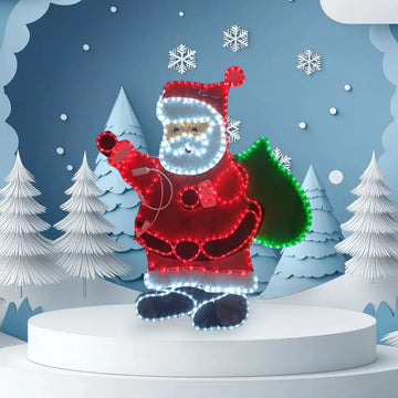 Papá Noel En Manguera Led Luces Navideñas Roja, Blanco Y Verde