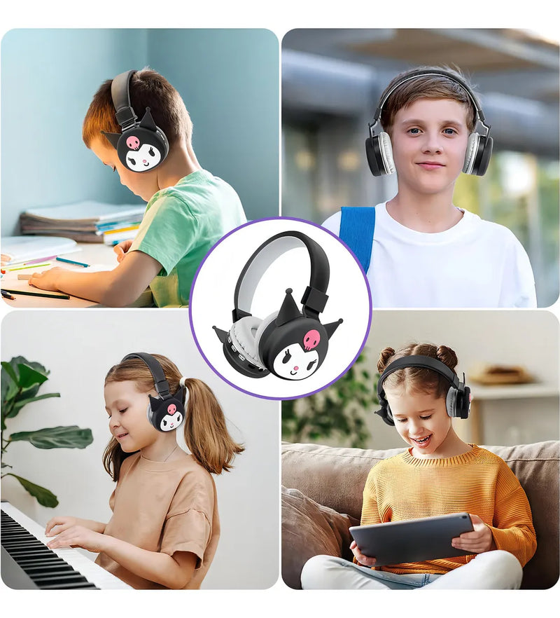 Audífonos Diadema Diferentes Personajes Bluetooth Ajustables Color Kuromi Negro