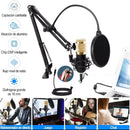 Micrófono Profesional Condensador+brazo+tarjeta Sonido V8 Dorado