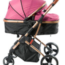 Coche Bebé Moises Plegable Ebaby Color Rosado Chasis Dorado