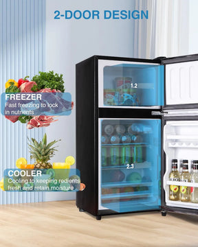 Refrigerador Compacto Retro 3.5 Pies Cúbicos Doble Puerta