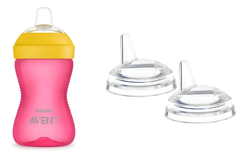 Vaso Entrenador Avent Antiderrame + 2 Boquillas 9 Onzas Rosa