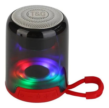 Mini Parlante Bluetooth Fm Tf Aux Recargable Led Rgb Color Rojo