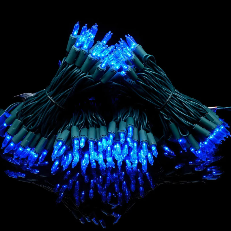 Luces Navideñas Led Azules Con Cable Verde, 66 Pies, 200 Un