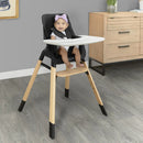 Silla Alta Compacta De Madera Negra Portátil Con Bandeja Aju