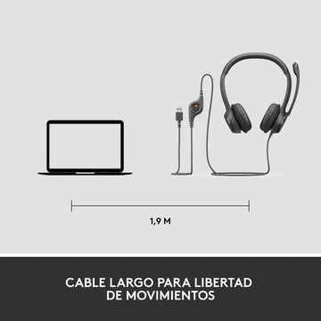 Logitech H390, Diadema Usb / Mic Sin Ruido Y Controles Cable Negro