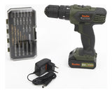 Taladro Percutor 3/8 12v +29 Acces + Carro Portaherramienta - Verde Oscuro