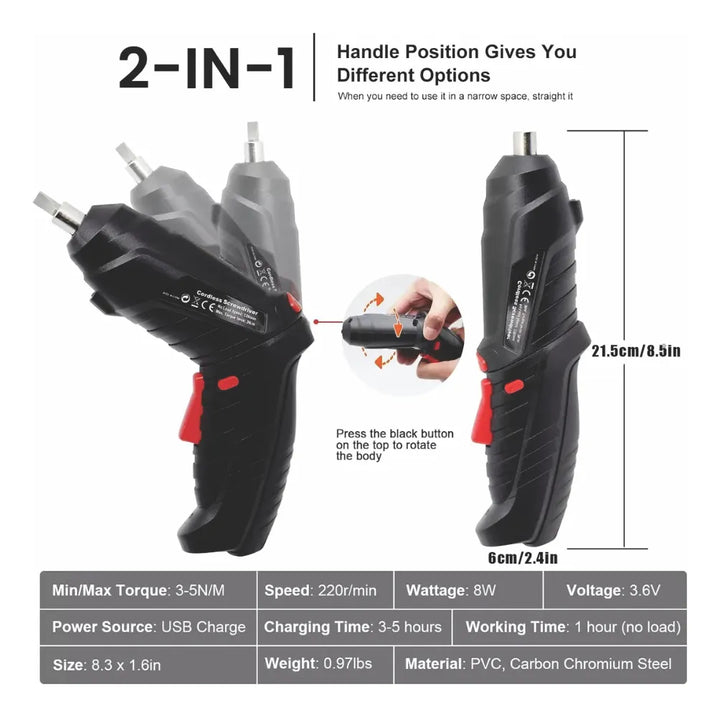 Destornillador Recargable Inalámbrico 47 Piezas En 1