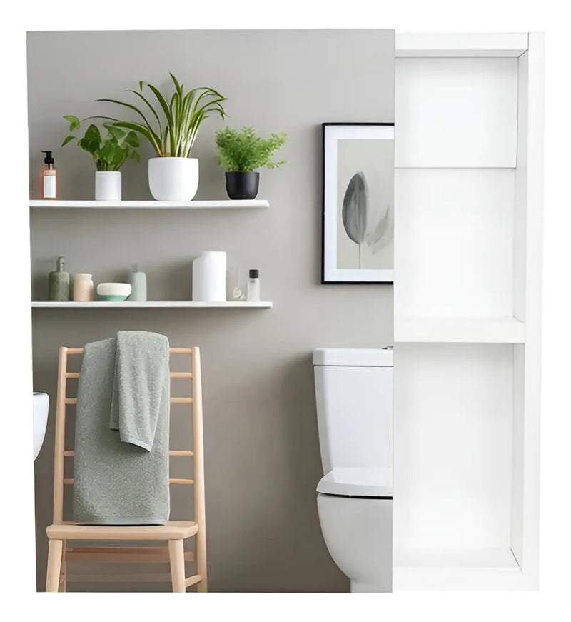 Gabinete Blanco 50 Cm Con Espejo Y Entrepaños