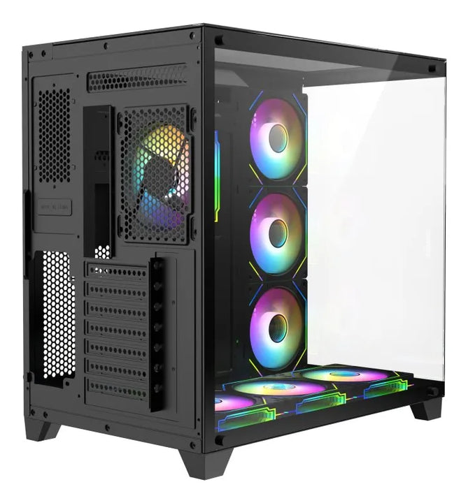 Gabinete Gamer Iceberg Crystal Cube Xl Negro X7 Fan Argb