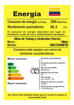 Estufa De Piso A Gas 76 Cm 6 Quemadores Mabe Emc7630nfx0 Color Plateado