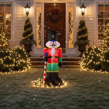 Cascanueces Inflable Navideño Con Luz Led Incorporada, Blanco