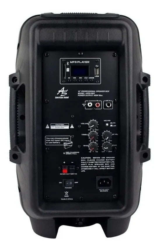 Parlante Américan Sound ASPA108X portátil con bluetooth negra