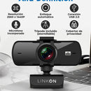Webcam Camara Web Linkon 2k 1440p Usb Microfono + Tripode Color Negro