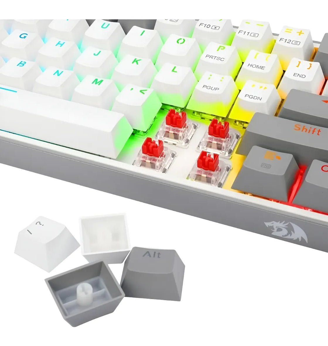 Teclado Wireless Redragon Fizz Pro Rgb 60% White/grey Sw Red Idioma Español Color Del Teclado Blanco/gris