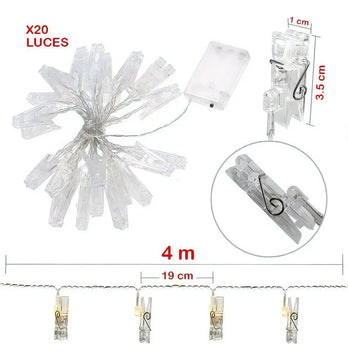 Luz Led Pinza Fotos X20 Luces Gancho Extensión 3m Xwd47 Baterías