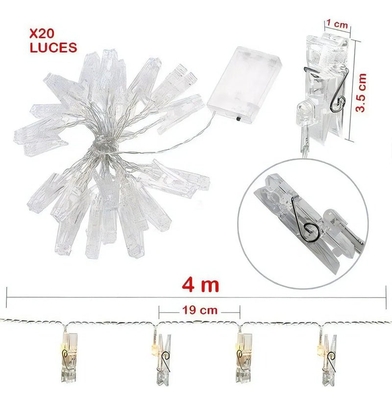 Luz Led Pinza Fotos X20 Luces Gancho Extensión 3m Xwd47 Baterías