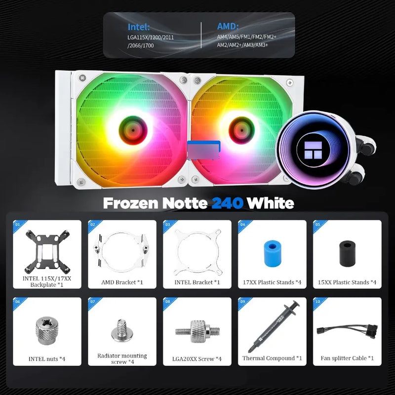 Enfriamiento Liquido Pc Cpu 240 Mm Argb Lga 1700 Am5 Blanco