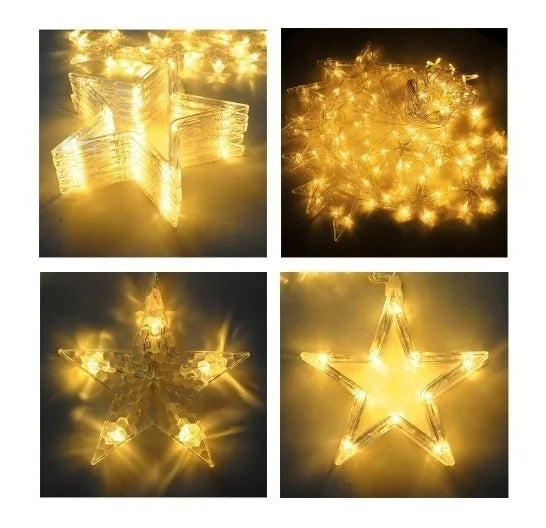 Extensión Luces Led Estrella Decoración Navideña Cálida Arbo Cálida