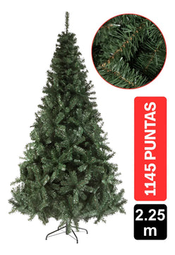 Árbol Pino De Navidad Cascada 2.25m Para Adornos Bolas Luces Verde Oscuro