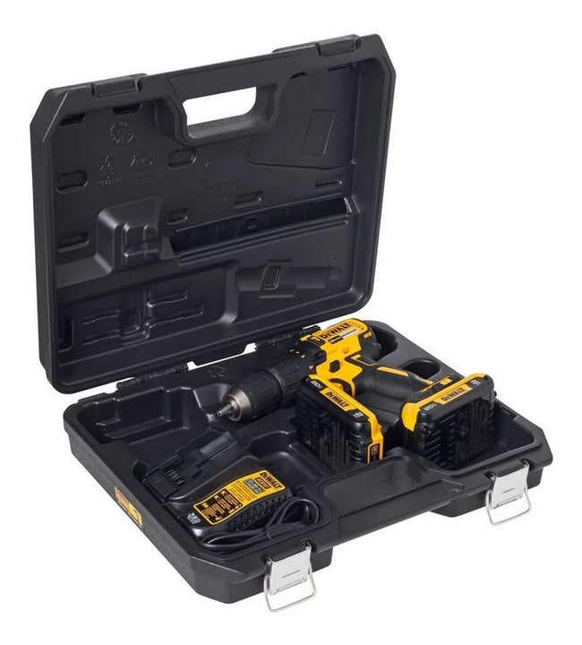 Taladro Percutor 1/2+ 2 Baterias + Kit De Accesorios Dewalt Amarillo