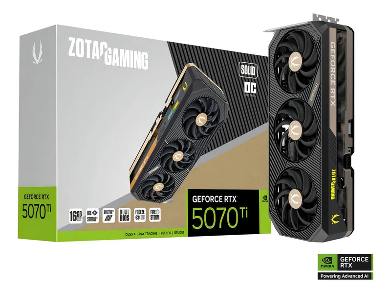 Placa De Video Nvidia Geforce Zotac Rtx 5070 Ti Solid Oc 16gb Gddr7 Dlss4