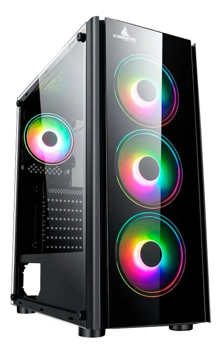 Chasis Gabinete Iceberg Crystal G9 Atx - 4 Ventiladores Rgb Color Negro
